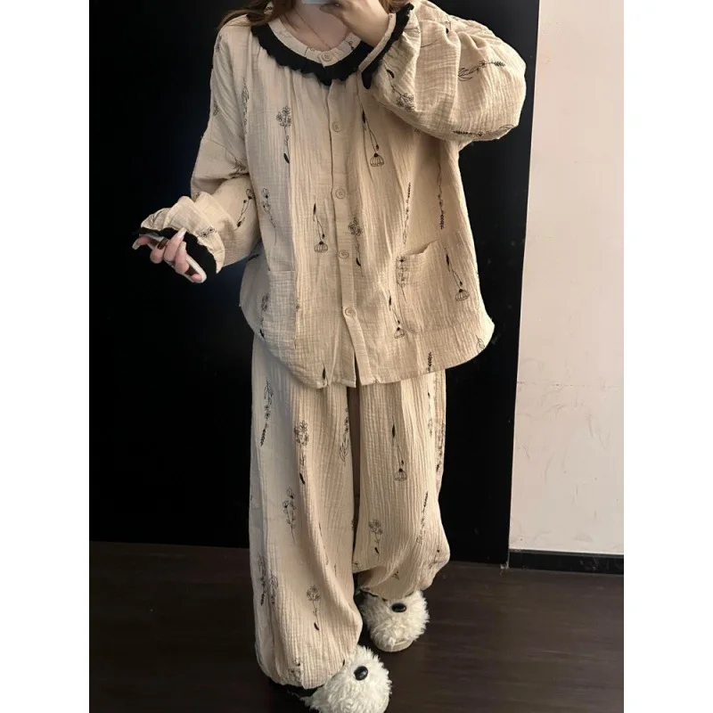 

2026 Small Floral Pajamas Set Women's Spring and Autumn New Loungewear Set