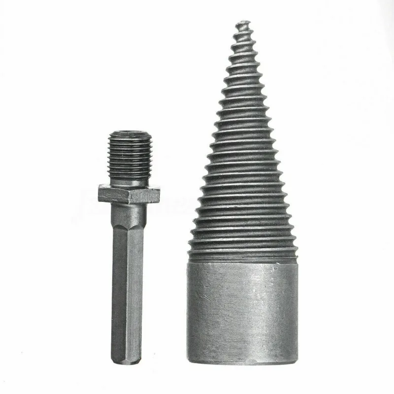1Pc 32mm Hex Shank Firewood Splitting Drill Bit Wood Splitter Screw Cones Bit Hexagonal Used for Electric Hammer Home Tools