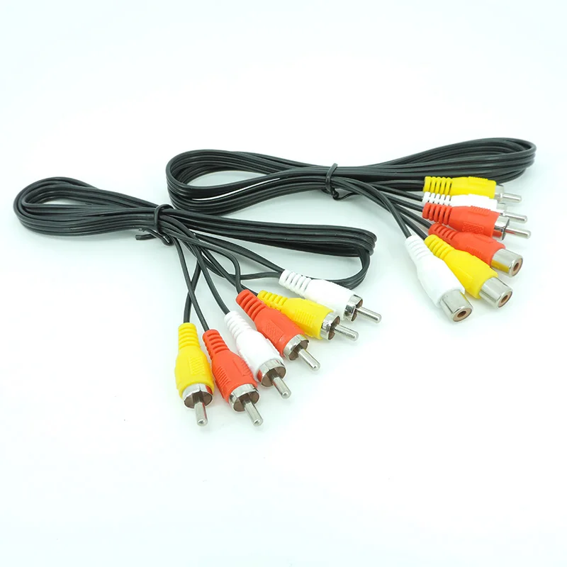 1M/1.5M/3Meter 5m 3 RCA Male to 3 RCA Male female connector Composite Audio Video AV extension Cable Plug Cables q1