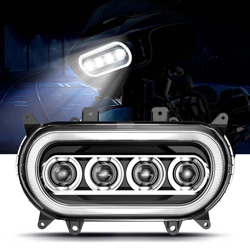 

120W LED Headlight For Harley Road Glide White DRL High Low Beam Motorcycle Headlights For Road Glide Special FLTRXS 2015 - 2022