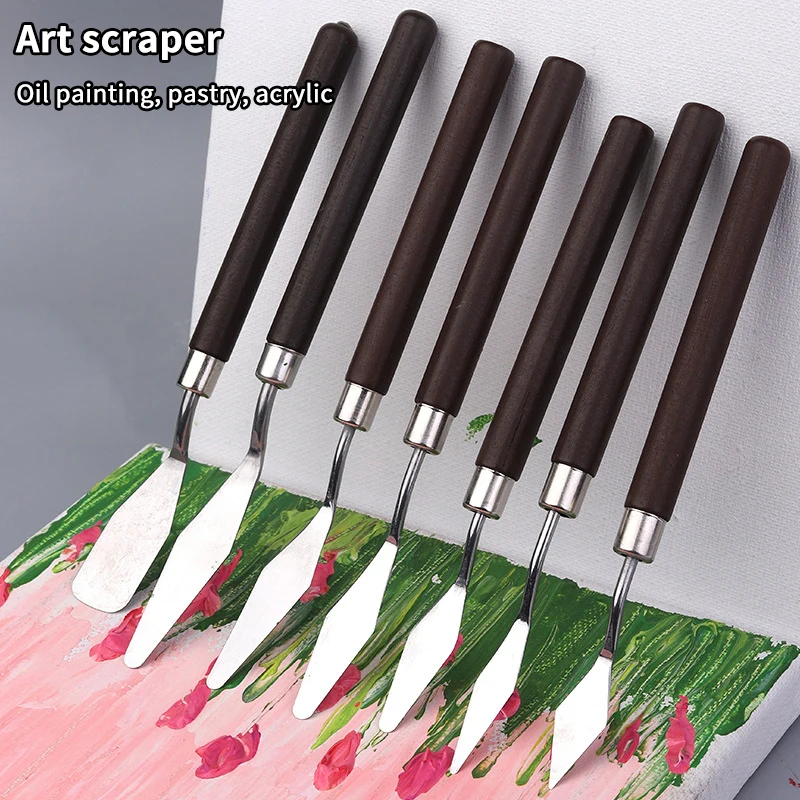 New 7Pcs/Set Stainless Steel Oil Painting Knives Artist Crafts Spatula Palette Knife Oil Painting Mixing Knife Scraper Art Tools
