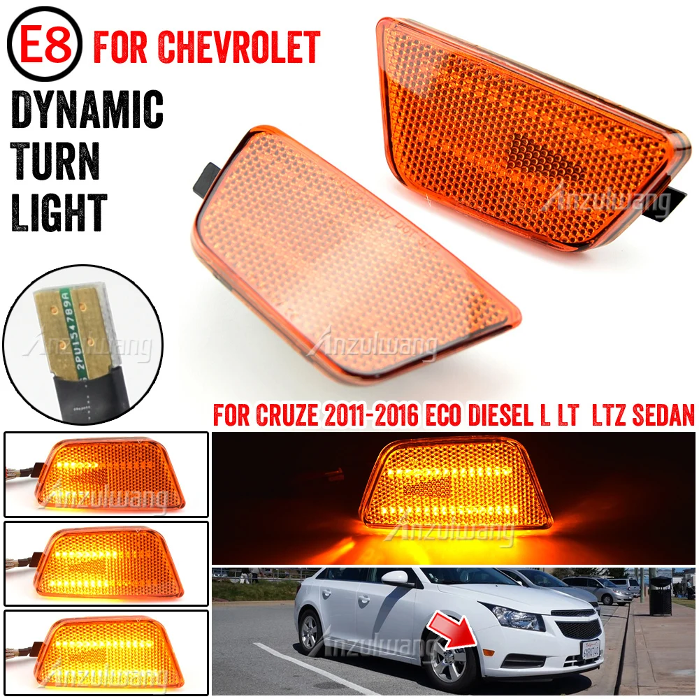 For Chevrolet Chevy Cruze Limited Diesel Eco L LS LT LTZ 2011-2016 Scroll Turn Signal Blinker Lamp Dynamic LED Side Marker Light