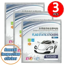 Pegatina electrostática para parabrisas de coche, adhesivo Universal para Interior de coche, inspección anual, seguro, 3 piezas