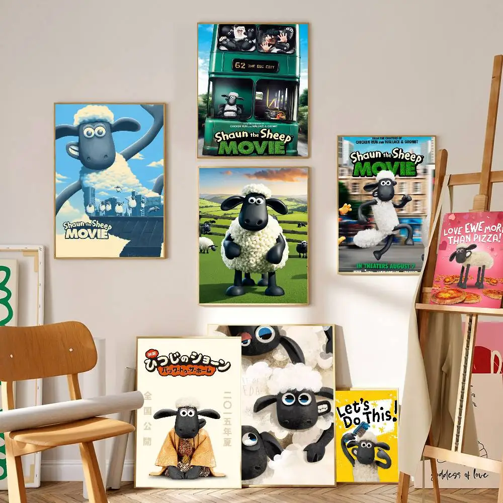 Pósteres de películas clásicas de dibujos animados S-Shaun fun the Sheep, póster de calidad HD, pintura artística de pared, decoración nórdica para el hogar