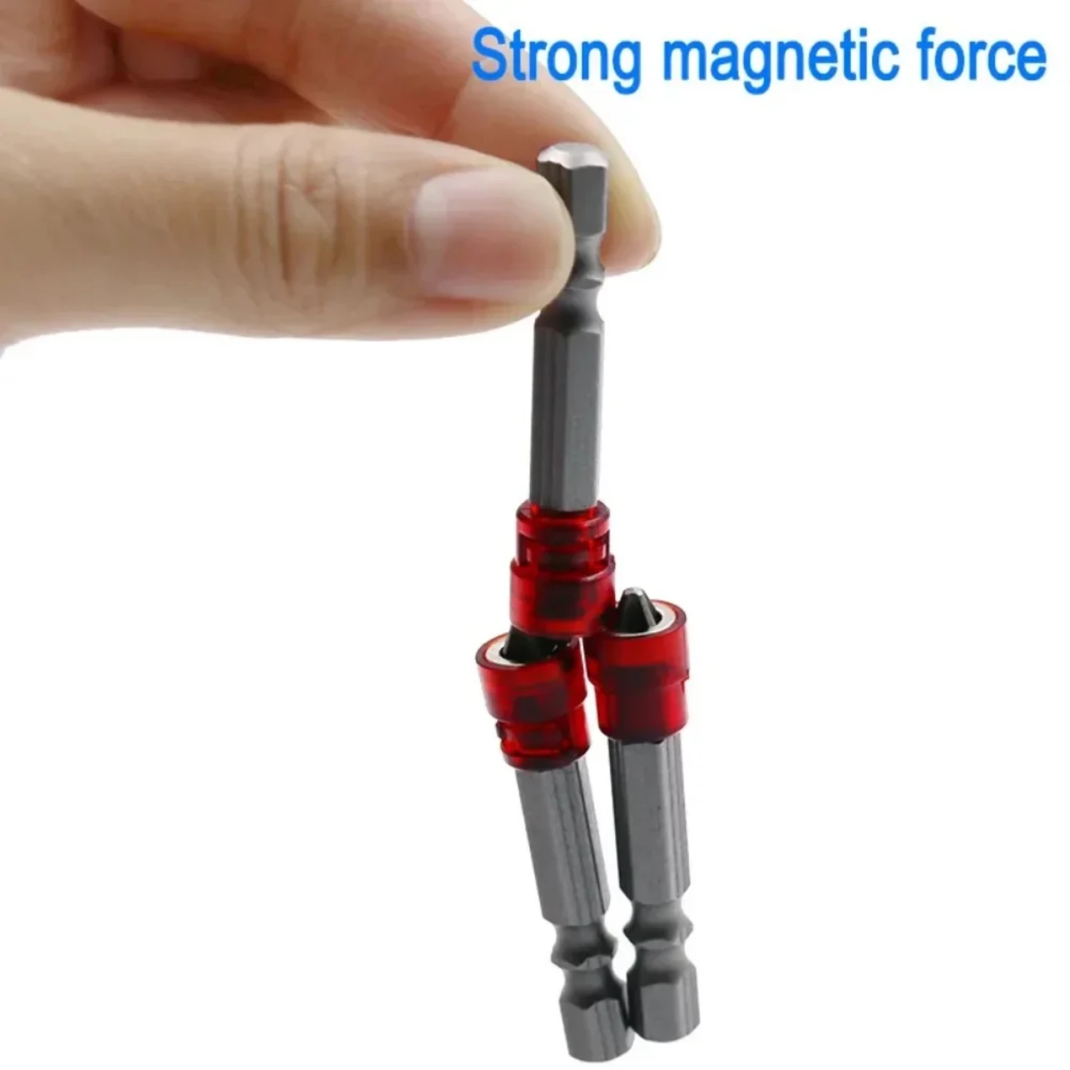 Enhanced Red Magnetic Hex Shank 1/4" Screwdriver Bits - Strong Magnetizer for Power Driver Accessory