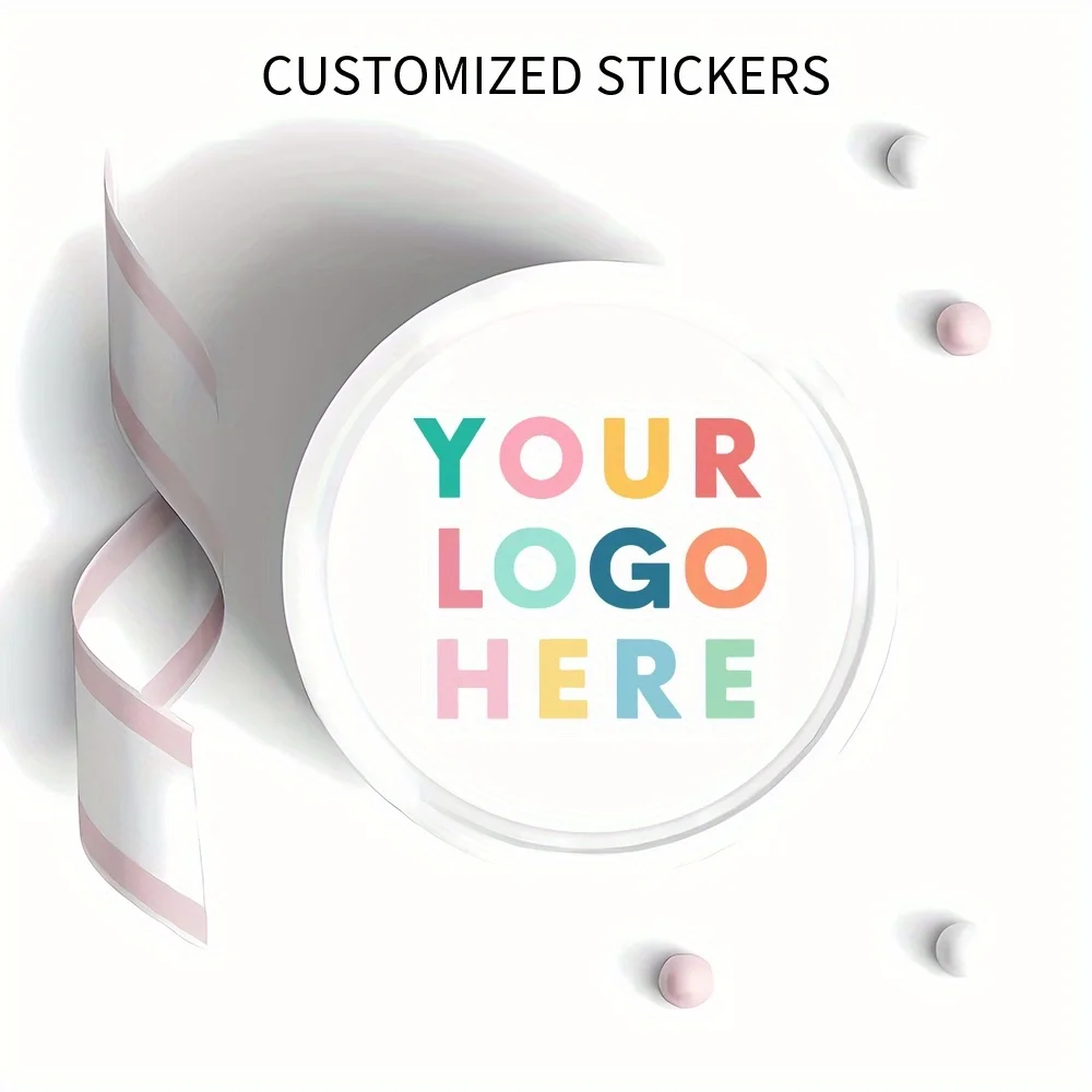 Personalized Custom Logo Stickers - Round Paper Decals, Personalized Logo Stickers for Weddings, Birthday and Baptism Stickers, Print Your Own Logo Stickers, Suitable for Brands, Weddings, Promotions, Gift Bags, Laptops, and Water Bottles, Water Bottle Stickers view 3