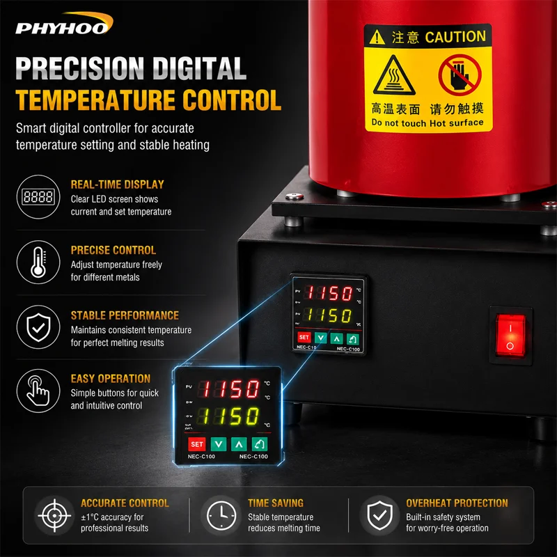 PHYHOO 1150C Electric Melting - Gold Melting Furnace Crucible 2Kg 评论和价格