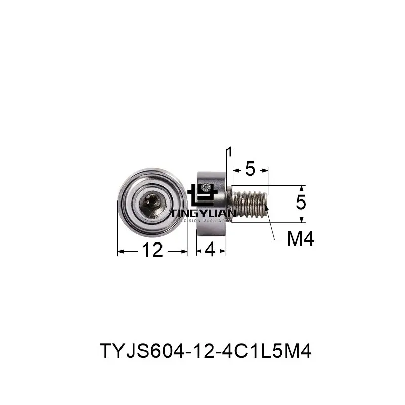 

M4 Rod End Joint Bearings Male Right Hand Threaded Metric Spherical Plain Bearing 604Cam FollowerBearingOuter Diameter12Thick4