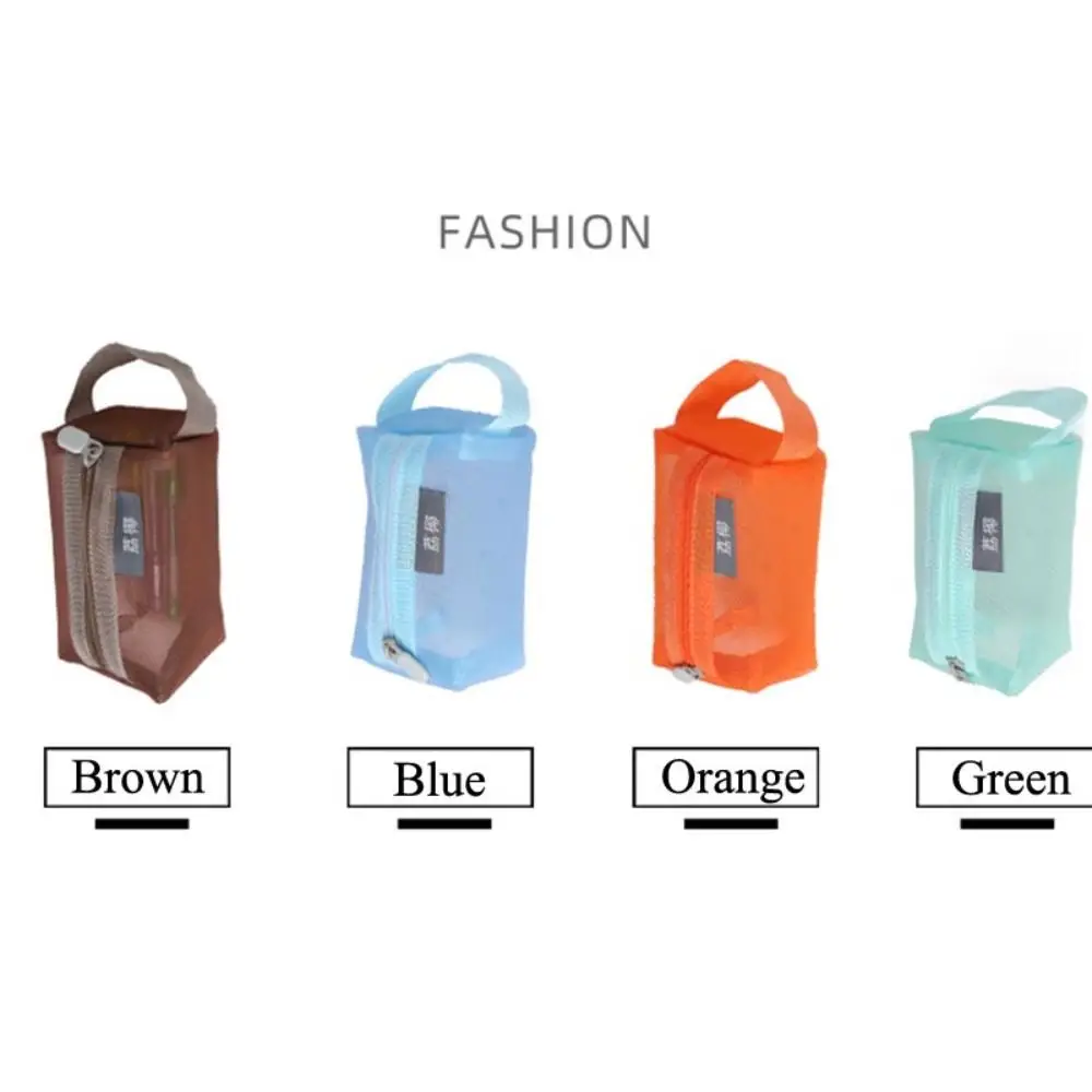 Transparent Storage Pouch Mini Wash Bag Stationery Case Square Mesh Cosmetic Bag Mini Zipper Coin Purse Large Capacity Key Bags