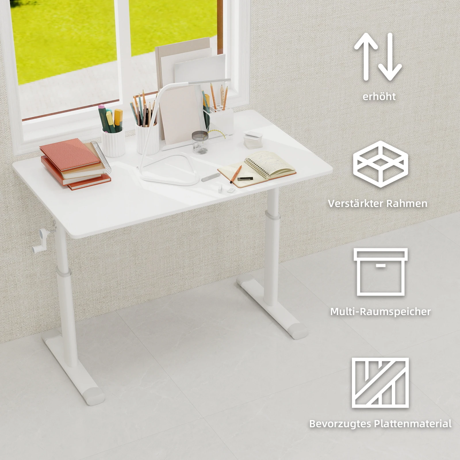 60*100cm Höhenverstellbarer Schreibtisch für Kinder & Erwachsene, Multifunktionales Kompaktdesign für Zuhause & Büro