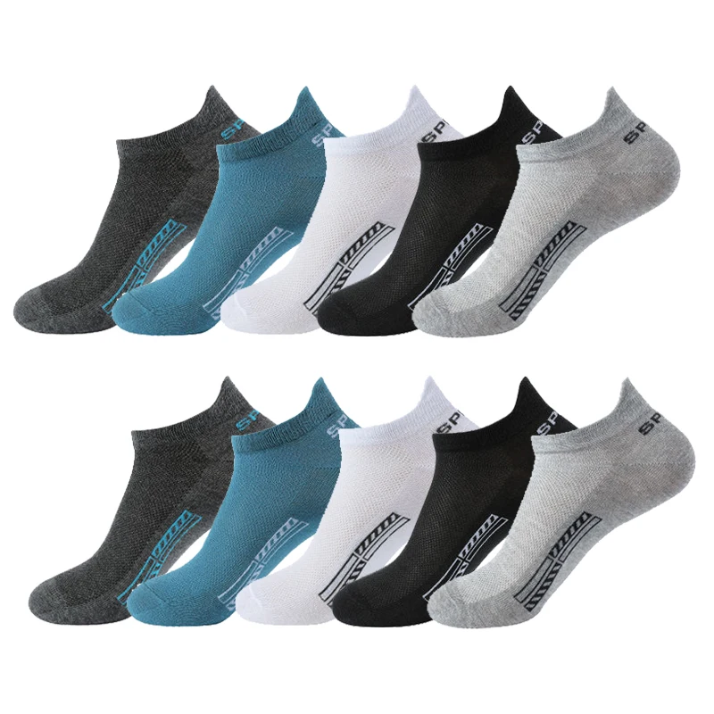 10 Pairs Men's Cotton Short Socks High Quality Crew Ankle Breathable Mesh Sports Casual Women Summer Low-Cut Thin Sock for Male