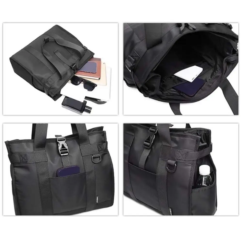 Large Capacity Oxford Briefcase Solid Color Multi-functional Oxford Crossbody Bag Portable Waterproof Shoulder Bag Laptop Bag