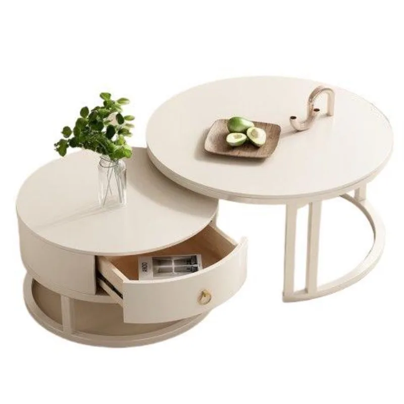 Small table cream style light luxury Internet celebrity round coffee table small apartment