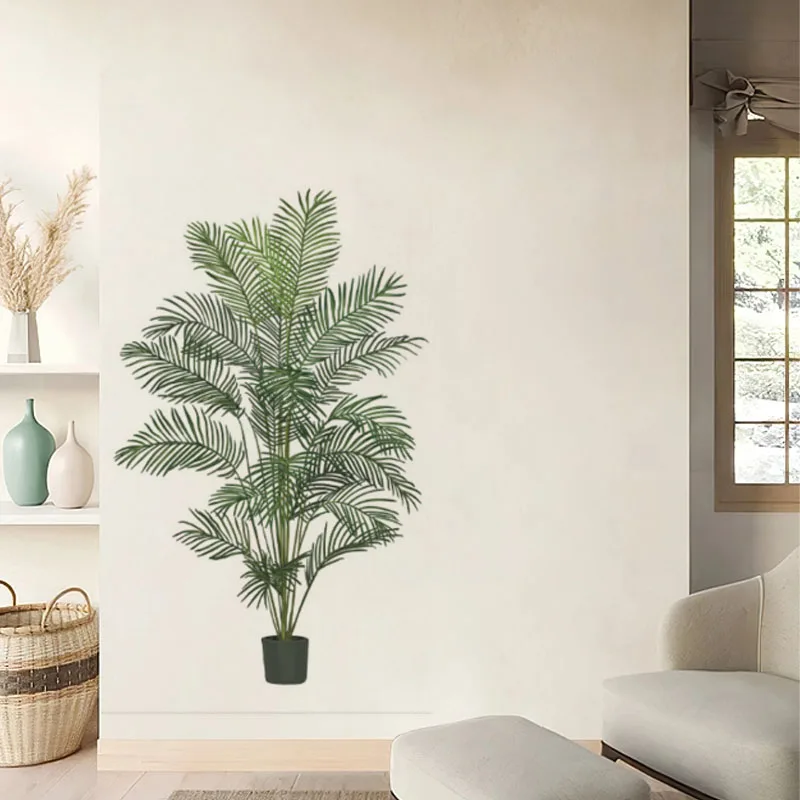 Large leaf green plant potted wall stickers for bedroom, living room, warm home, wall beautification and decoration