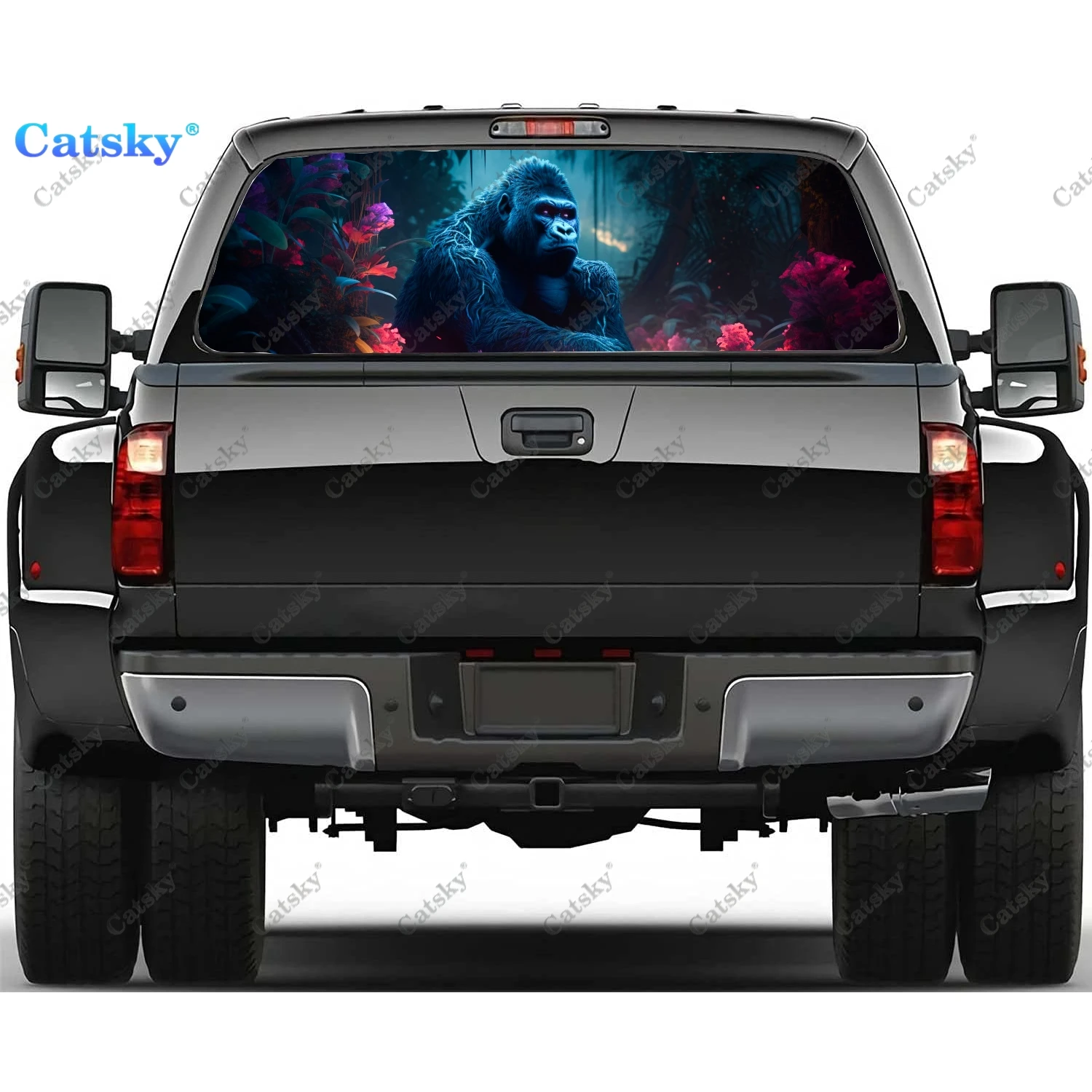 Gorilla Screams in Anger Rear Window Decal Fit Pickup,Truck,Car Universal See Through Perforated Back Windows Vinyl Sticker