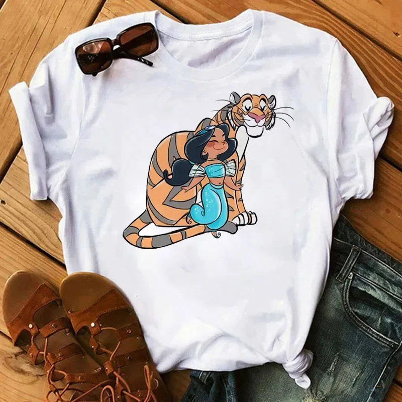 Cartoon T-shirt Woman\'s Clothes Cute Princess Graphic T Shirt Kawaii Short Sleeve Print Tops Clothing Harajuku Summer Y2k Tee