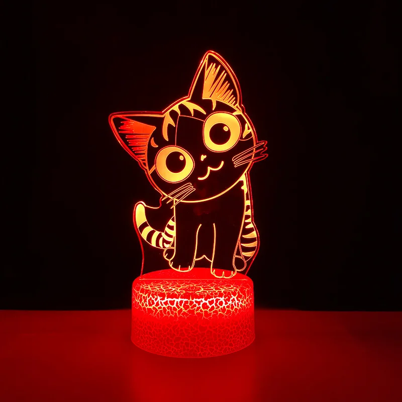 Cute 3D Cat Night Light Kids LED Cat Lamp Lovely USB Acrylic Glasses Table Nightlight for Children Gift Bedroom Room Decor Light