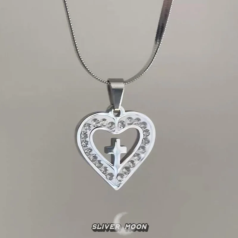 الحب الصليب قلادة قلادة - سلسلة الترقوة المتخصصة الموضة |   Qixi/هدية عيد الحب للنساء، مجوهرات الحفلات