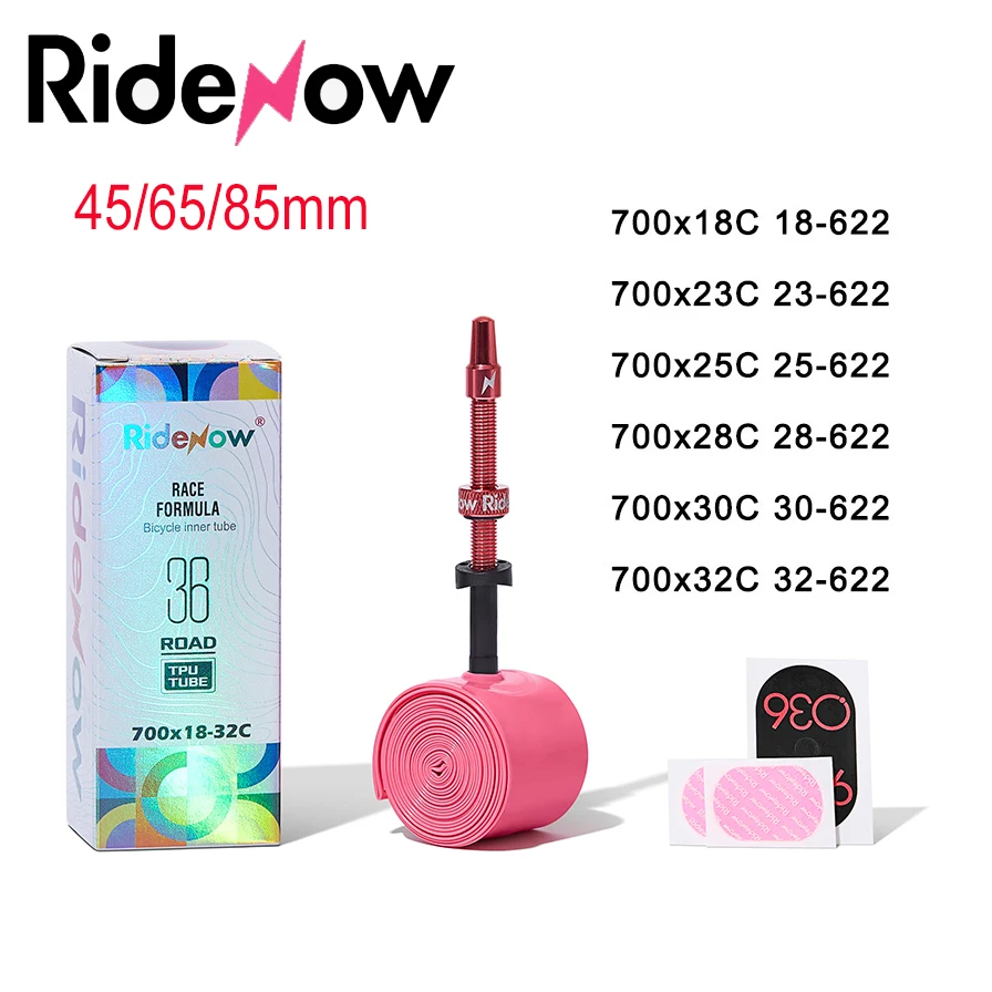 Ridenow TPU Inner Tube Metal nozzle External Thread Tube 700x18-32c Road Bike Inner Tire Removable Brass core French Valve