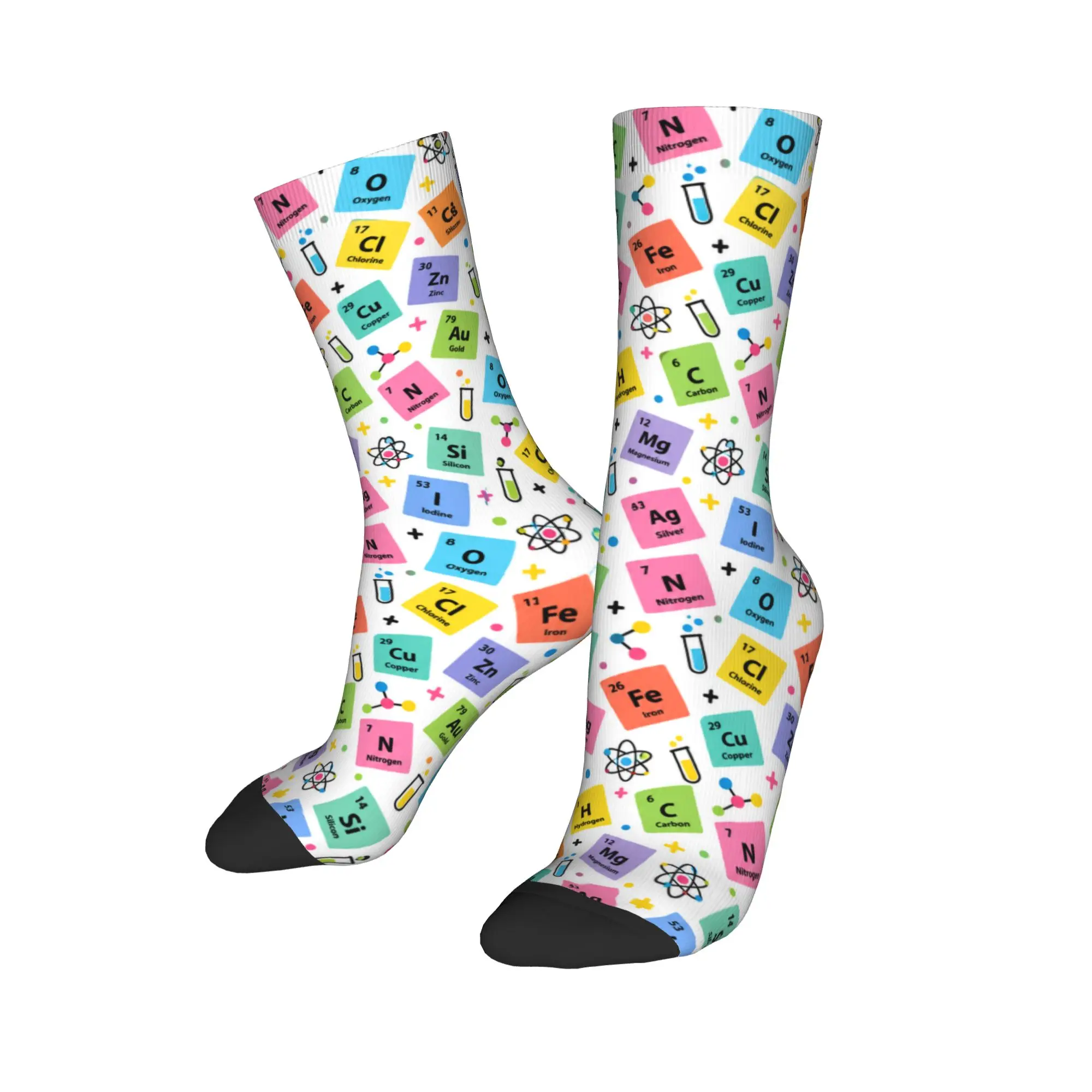 Novelty Men Socks with Colorful Periodic Table Element Socks  Printed Stockings Anti Skid Men Socks High Quality Autumn Socks