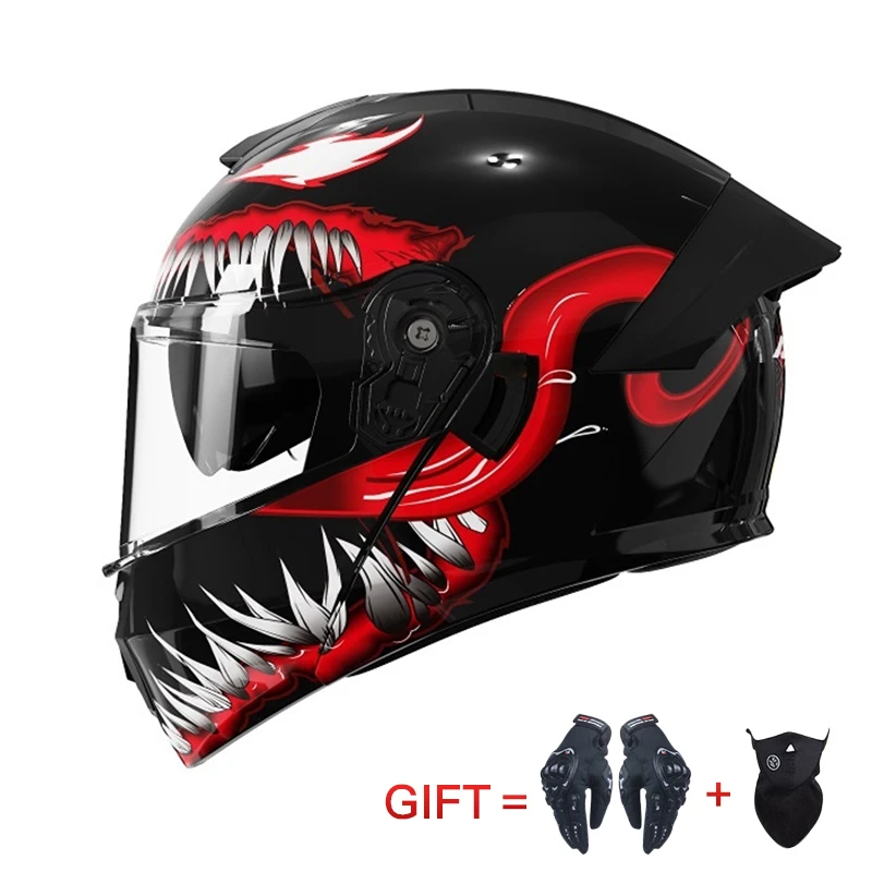 

Unisex four seasons electric Sports helmet Motocross helmet DOT Flip Up Motorcycle Helmet Full Face Double Lens