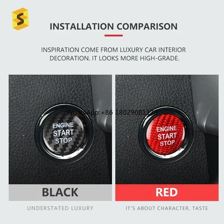 Car Interior Accsori Carbon Fiber Push Button Start For Toyota Highlander Corolla  Avalon Crowned Vios