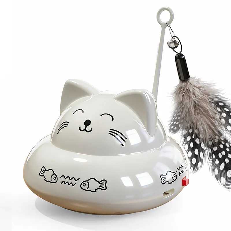 Juguete interactivo automático para gatos con plumas y varita eléctrica