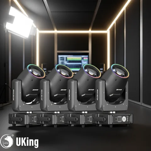 U'King 4Pcs 230W Beam Moving Head Lights 14Gobos/13Colors/48Prisms/Strip Effects Stage Light DMX DJ Light For Wedding Party Show