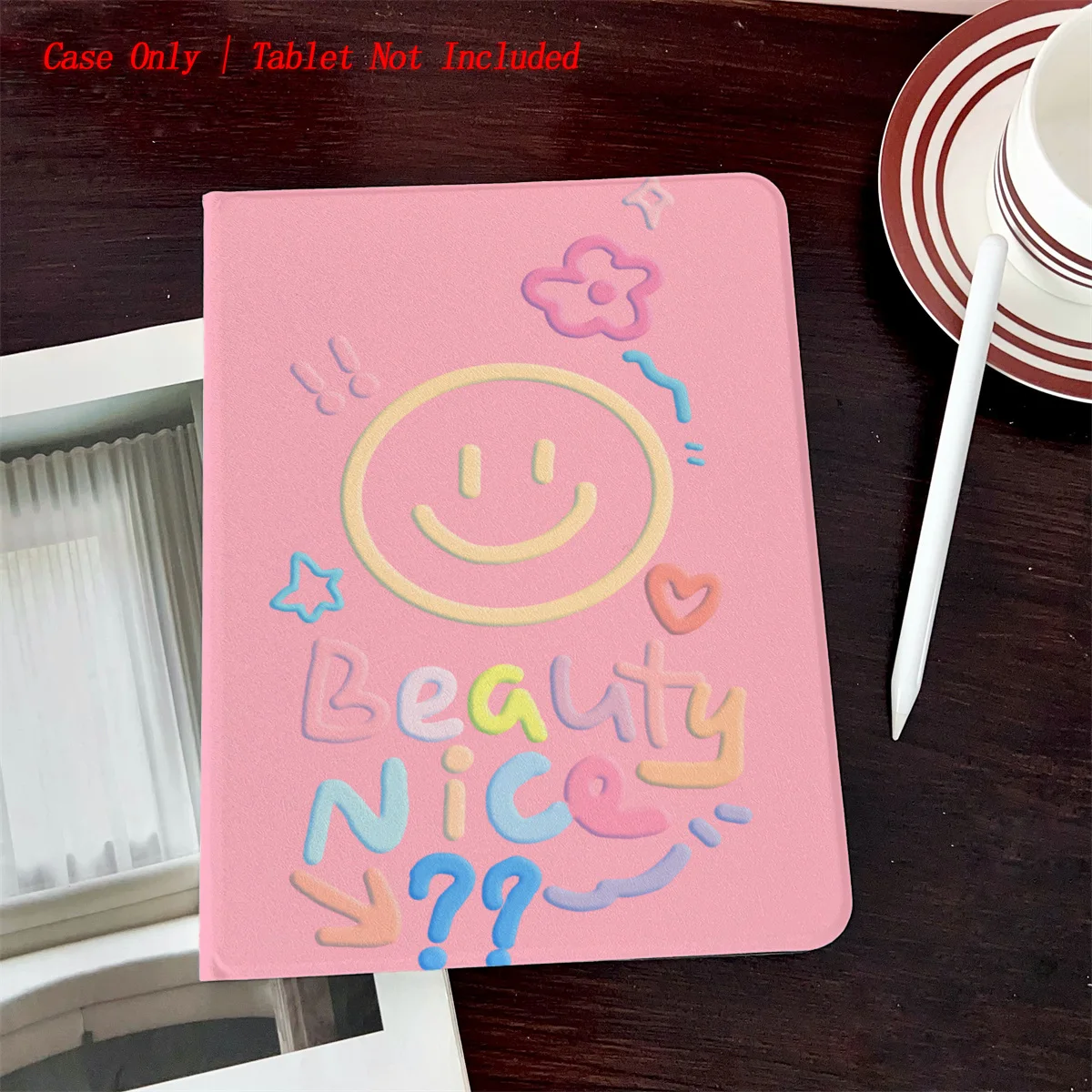 

Fresh & Simple Colorful Smile Print iPad Case - Book Style with Pen Slot, Auto Sleep/Wake, Compatible with Pro/Air/Mini