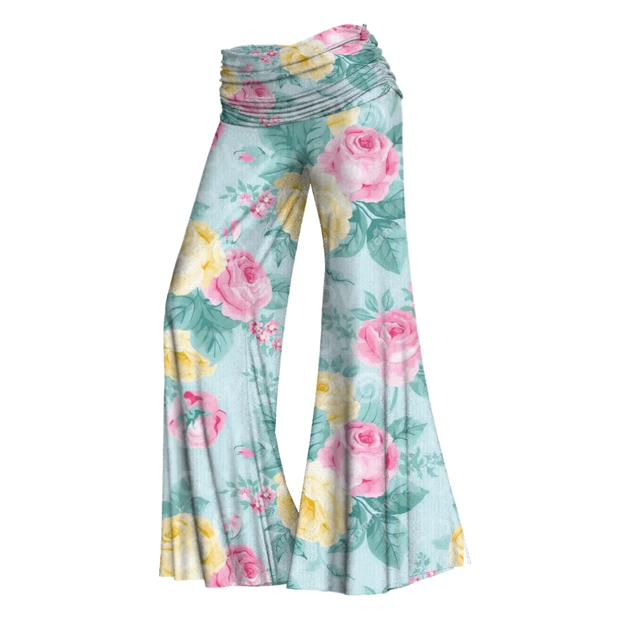 

Women's Wide Leg Pants Flowers 3D Printed Women's Casual Pants 12 Color 02