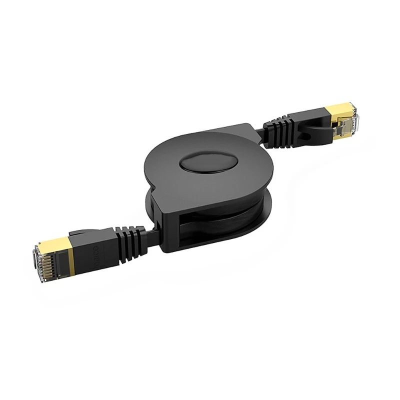 

U55B Flat Ethernet Cable CAT6 RJ45 Pull-Out 2m Internet Cord, Black Thin Cable with Storage Case for Modem Laptop Desktop and