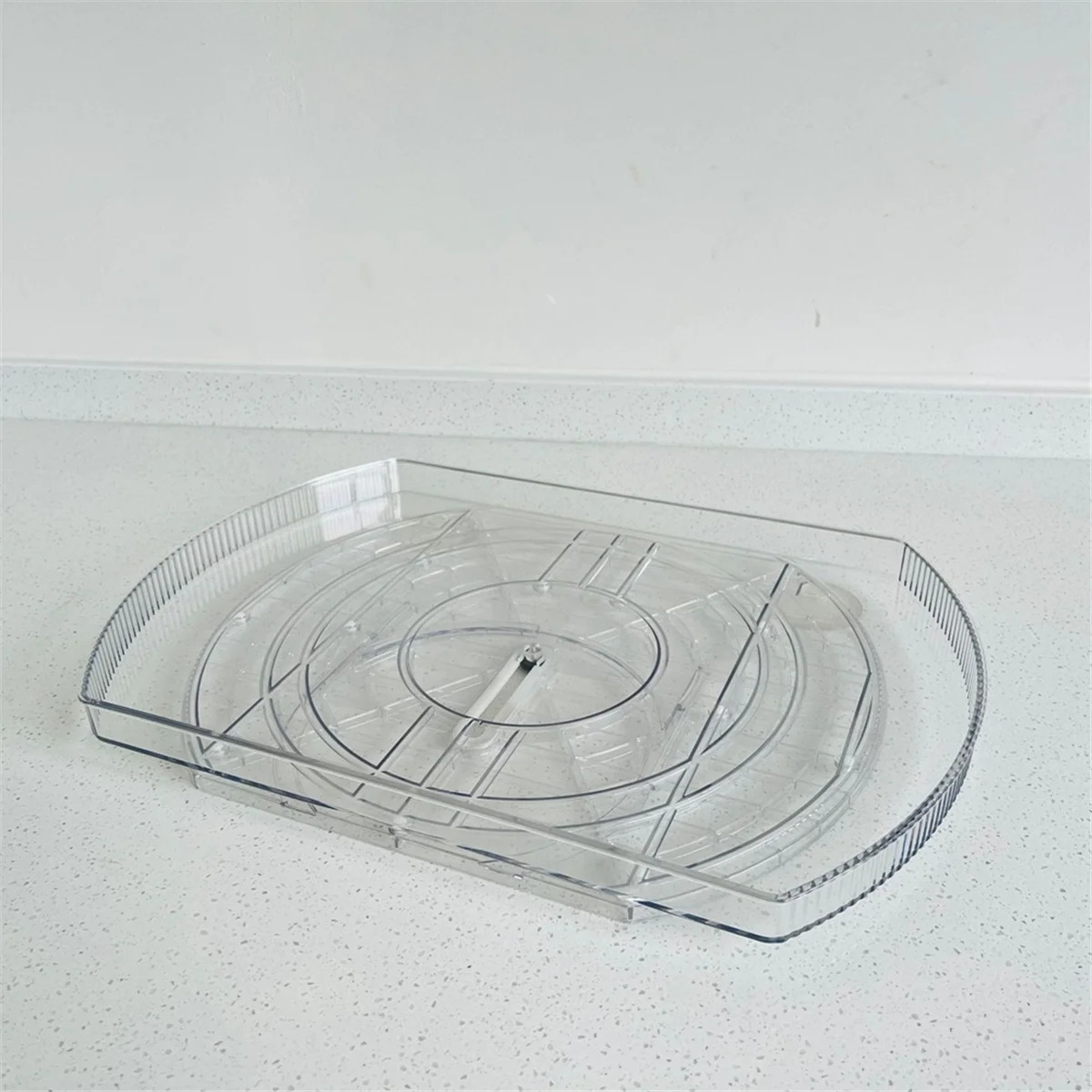 Square Lazy Susan Organizer for Refrigerator, Slide and 360° Rotate Rectangle Turntable Organizer and Storage for Fridge