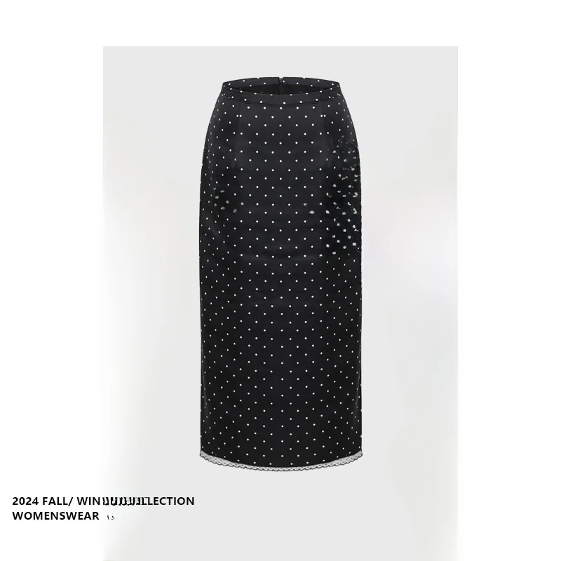 

Юбка из атласа с кружевом в горошек для женщин, летняя, для повседневной носки, больших размеров, для полных женщин, фасон «груша»