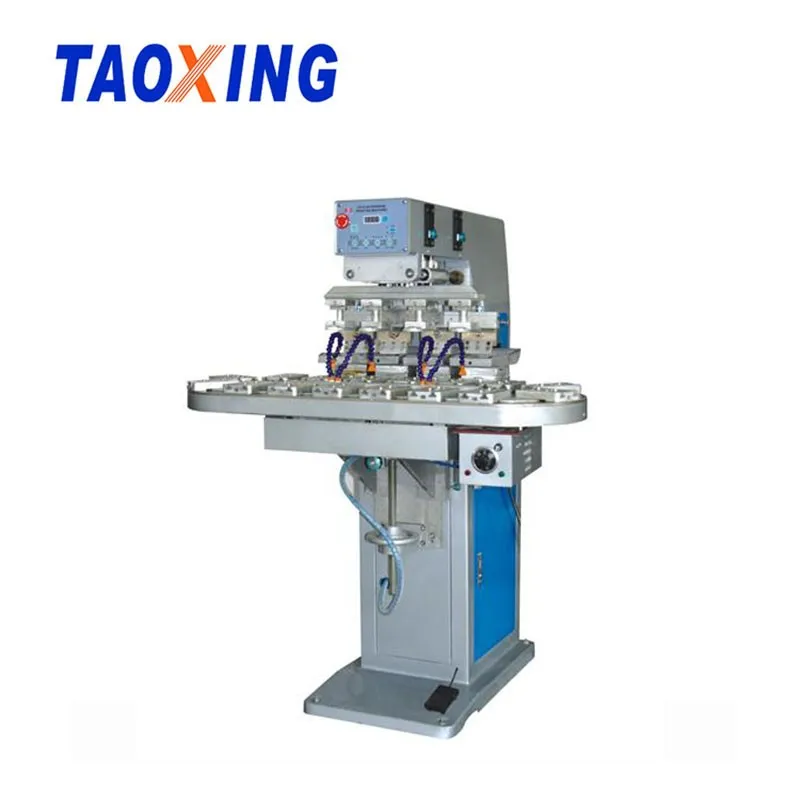 4 Color Semi-Automatic Inkwell Pad Printers Tampon Printing Machine With Conveyor Shuttle For Connectivity Compact Design