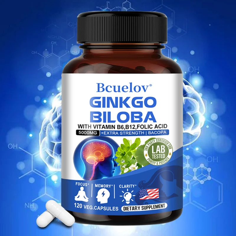 High IQ Brain Booster - Ginkgo Biloba Extract, Improves Memory, Focus and Cognitive Function, Nootropic Supplement