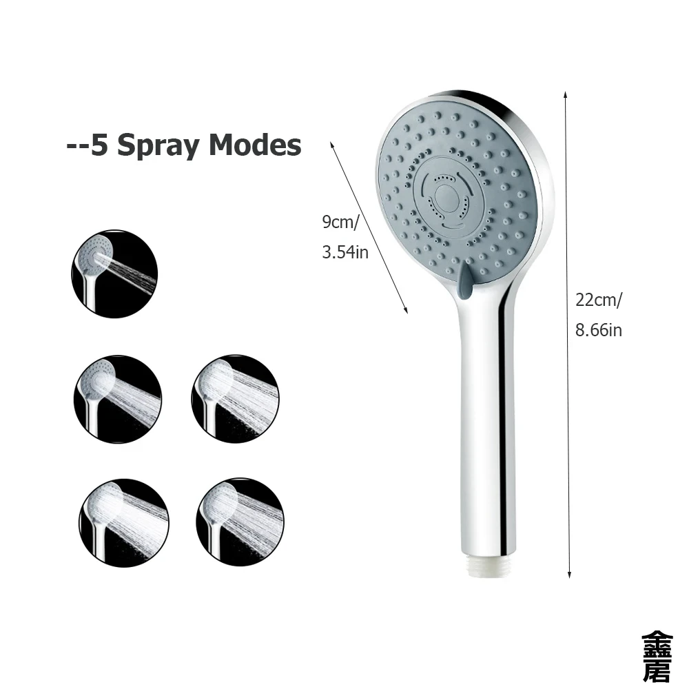 

Ручная душевая лейка для ванной с 5 режимами, регулируемая, водосберегающая, для SPA-процедур, аксессуар для ванной комнаты