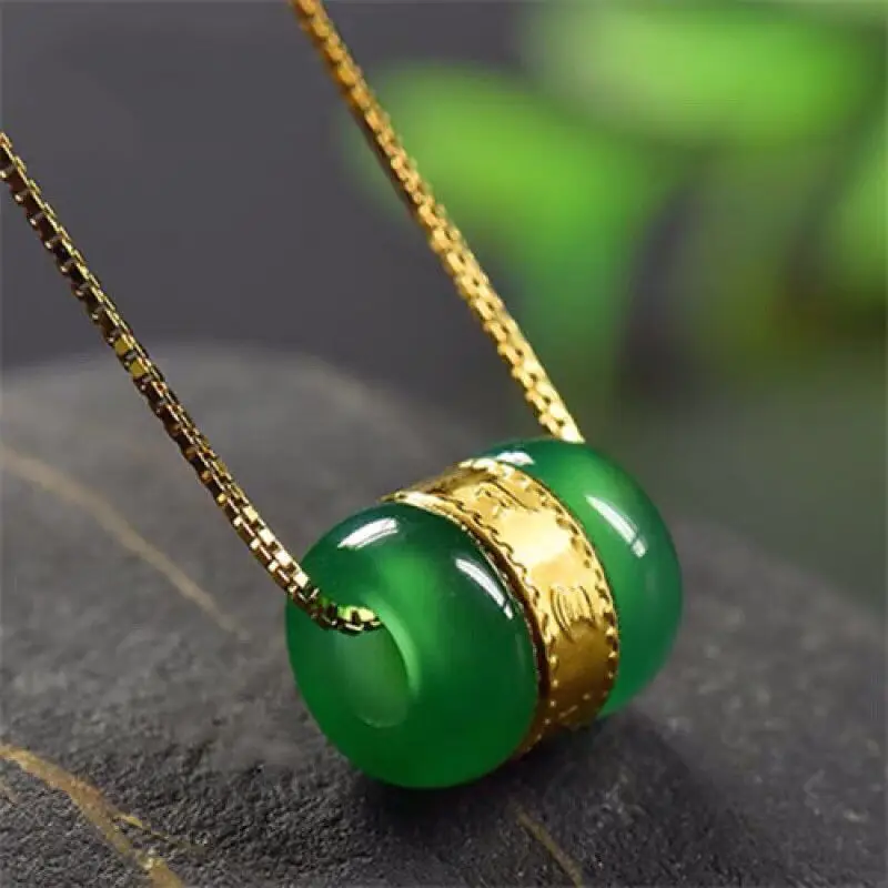 

Ожерелье из серебра 925 пробы с зеленым агатом, 24 к