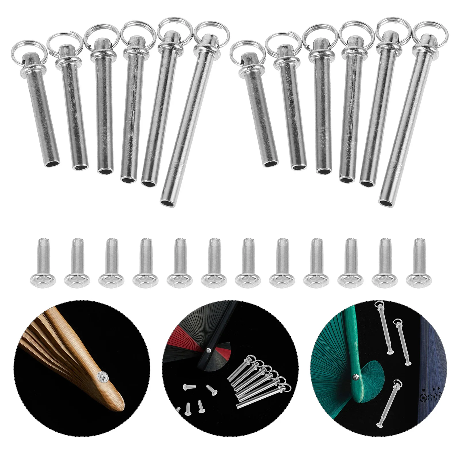 

13Sets Folding Fan Repair Kit Stainless Steel Shaft Rivets Nuts Replacement Parts DIY Fan Repair Accessories for Hand Folding