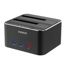 FIDECO Dual Bay Sata 2.5 3.5 Hard Disk Drive Hdd Docking Station Usb 3.0 Hub Hdd Docking Station Clone