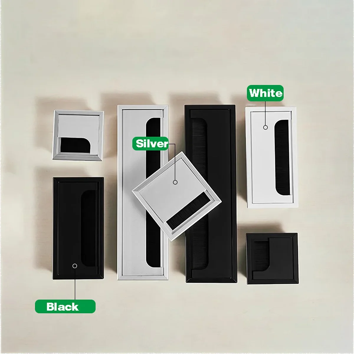 

Aluminum Alloy Table Threading Box 80x80mm-1000x120mm With Brush Cable Threading Box With Cable Grommet Hole Cover Outlet Port