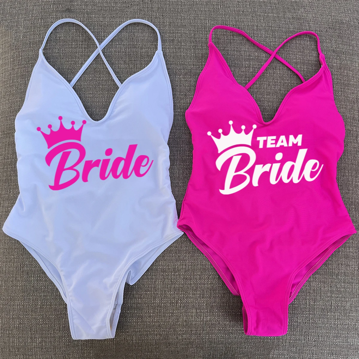 Bride&Team Bride Padded One Piece Swimsuit Monokini Print Bathing Suit Female Swimwear Beachwear