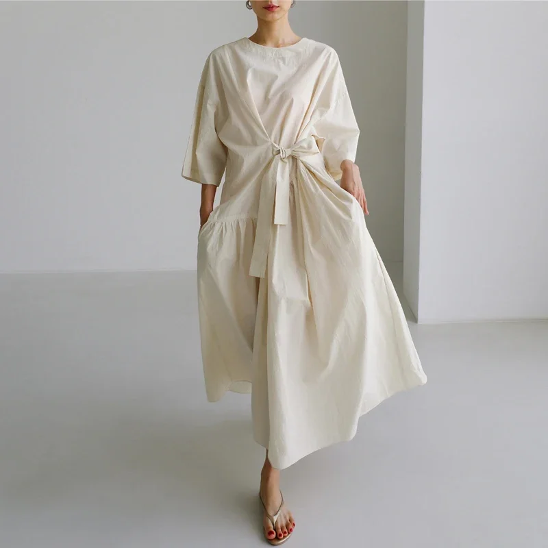 Summer New Plus Size Casual Black Half Sleeve Women's Dress A Line Maxi Skirt Loose Fit Slimming Korean Style Streetwear Dress view 4