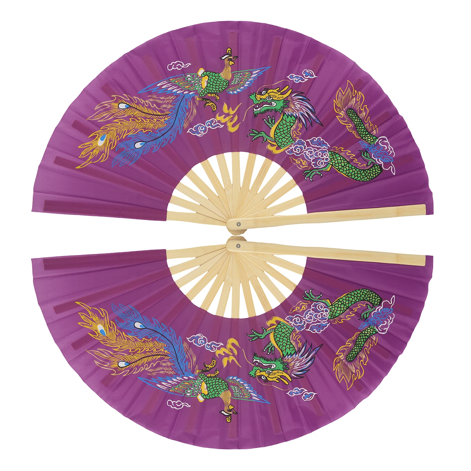 Folding Hand Fan Chinese Kung Fu Tai Chi Fan Nylon-Cloth Bamboo Fans For Performance Dance Decorations Festival Gift