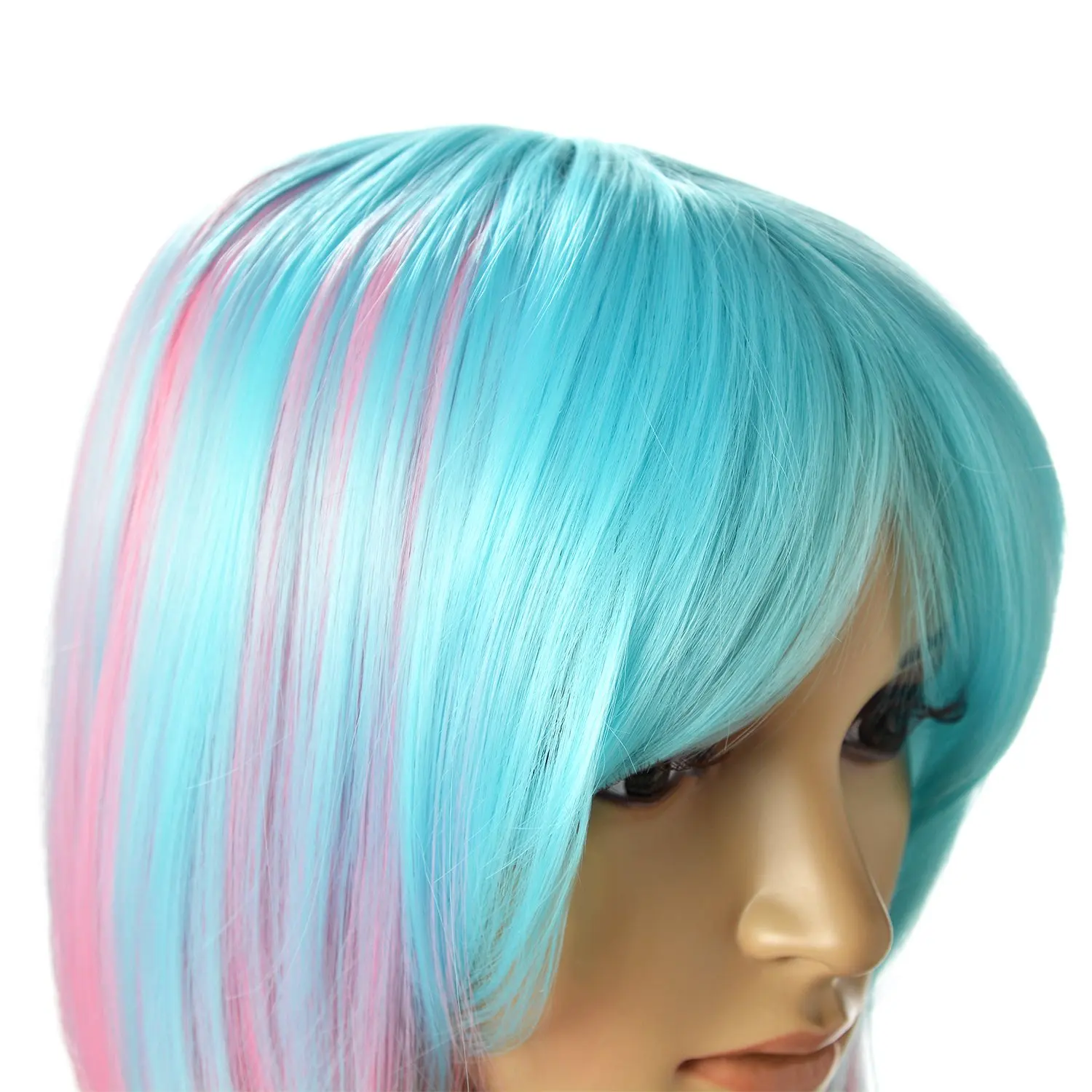 Wig sintetik Bob pendek Ombre Multi Warna panjang bahu Wig tahan panas sintetik