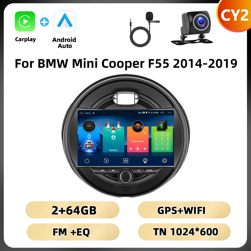 Podofo 8Core WIFI 4G Auto Audio Voor BMW Mini Cooper F55 2014-2019 Navigatie Carplay Android Auto AI Voice Spiegel Link Auto Stereo