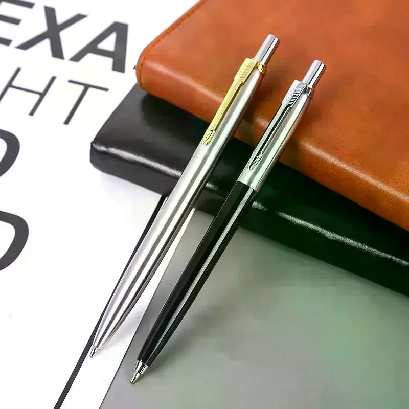qualitymetal Ballpoint Pen stainless steel color Press signature pen ball point pen Stationery Office Supplies new Luxury