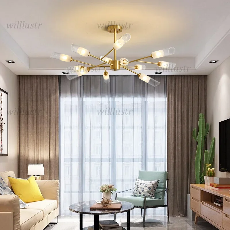 Copper Pendant Lamp Frosted Glass Suspension Light Hotel Cafe Living Dining Bedroom Luxury G9 Hanging Ceiling Chandelier