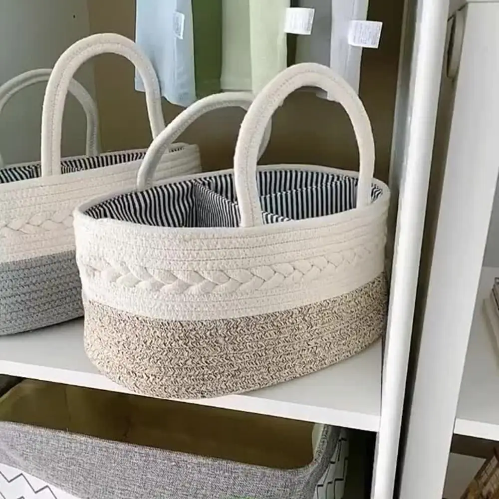 Multifunctional Baby Diaper Storage Basket Cotton Mommy Bag Rope Diaper Bag Nappy Bag Nursery Storage Bin Tote Bag Outdoor