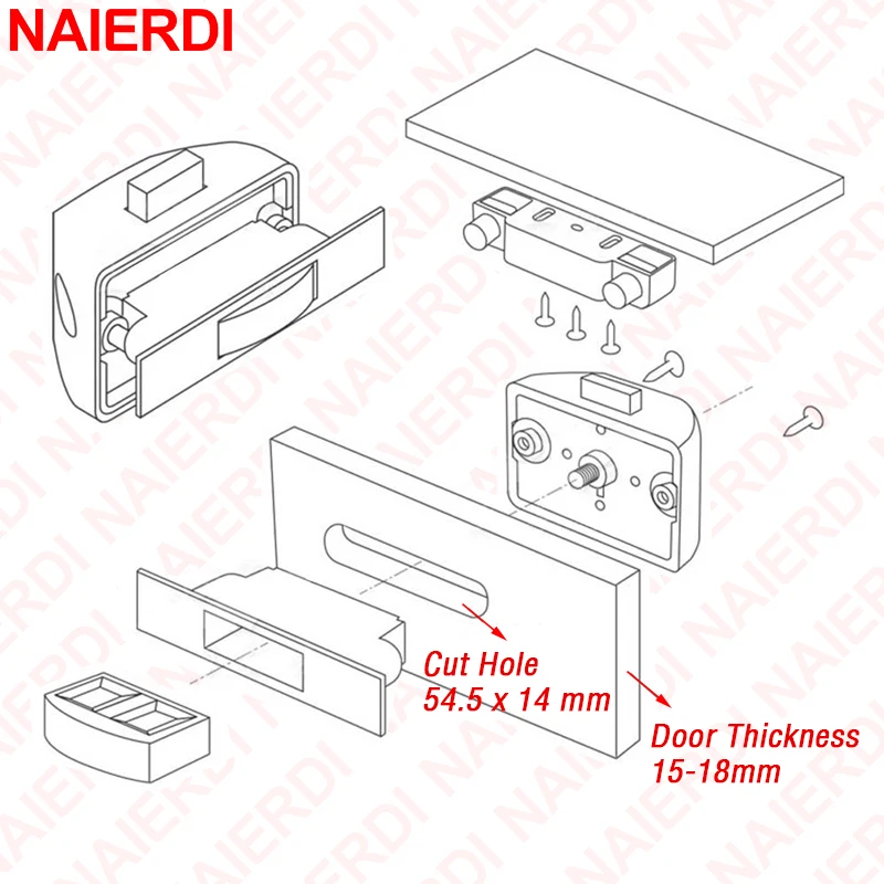 NAIERDI Druckknopf-Verriegelung, Druckverriegelungsgriff, schlüsselloses Schranktürschloss für Wohnmobil, Wohnmobil, Schrank, Schublade