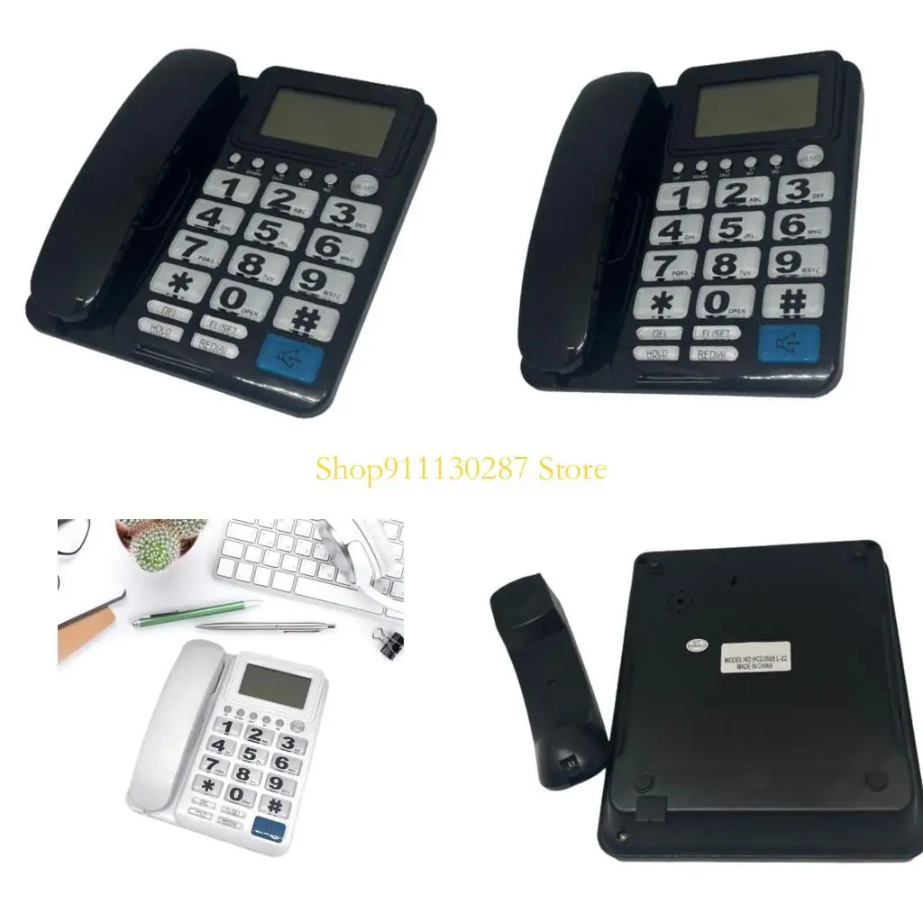 J1HC Corded Landline Phone Big Button Household Business Desktop Landline Telephone
